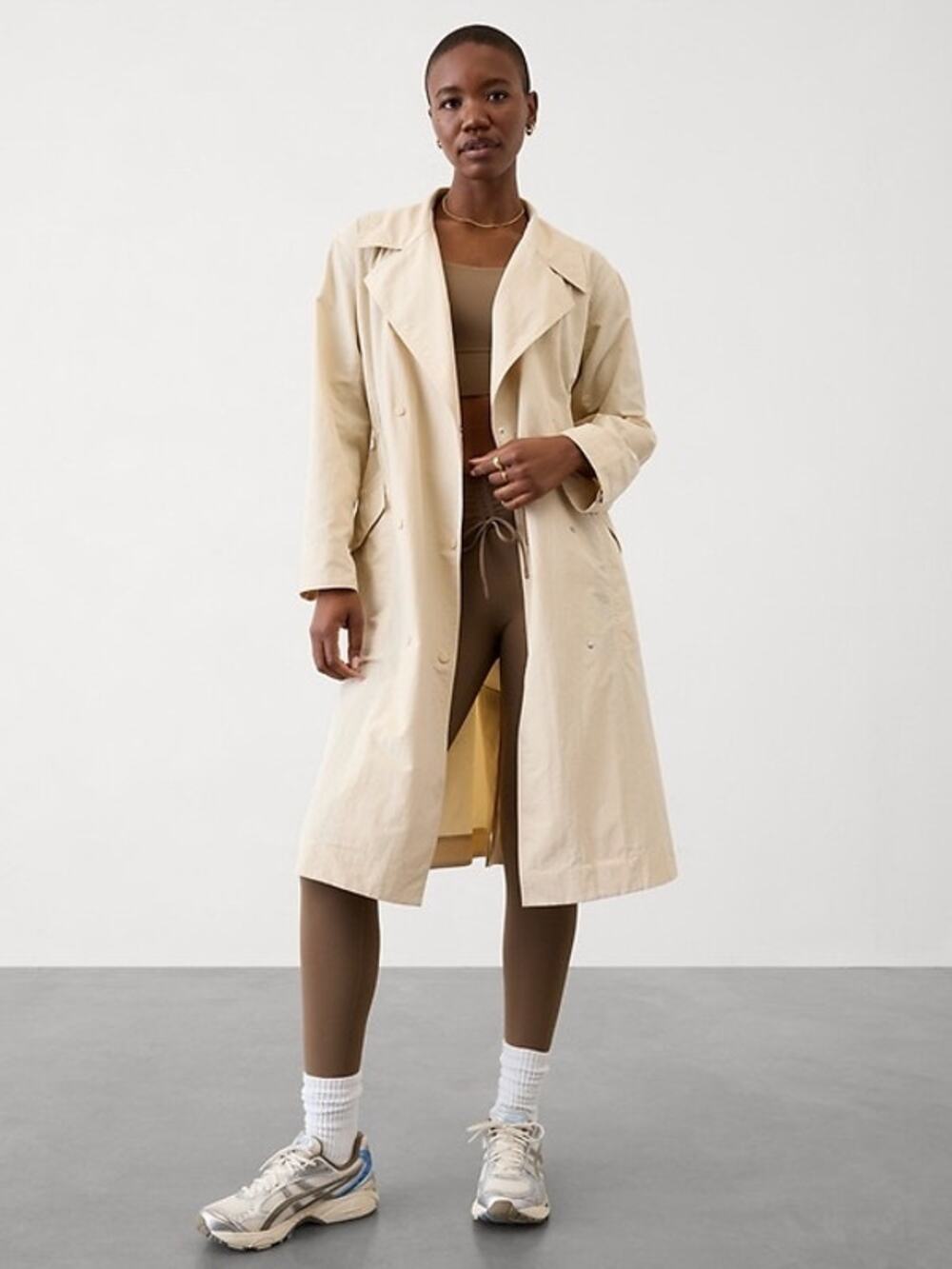 NWT Athleta Luna Trench Coat Women’s Large Cream Lightweight Jacket